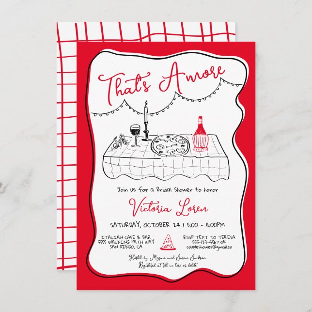 Italienische Pizzeria Party Einladung (Vorne/Hinten)