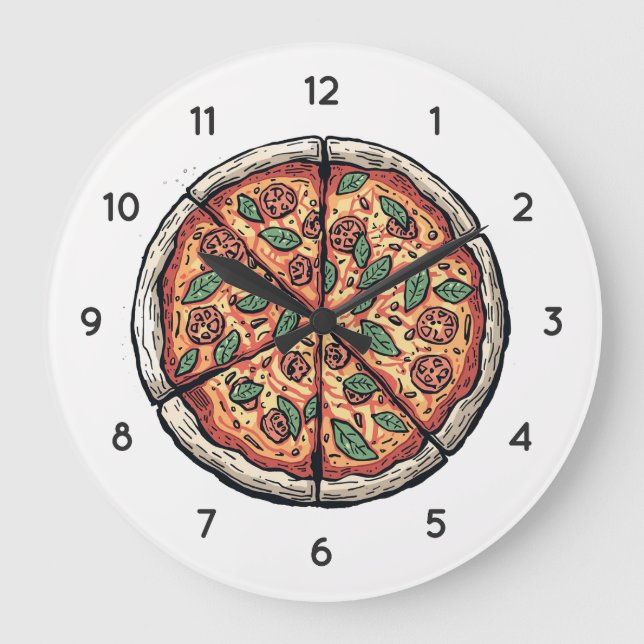 Italienische Pizzeria Pizza Küche oder Restaurant  Große Wanduhr (Vorderseite)