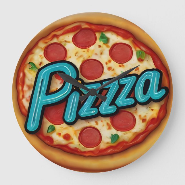 Italienische Pizzeria Pizza Küche oder Restaurant  Große Wanduhr (Vorderseite)