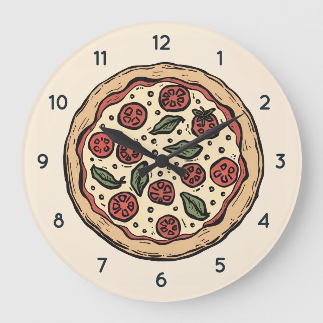 Italienische Pizzeria Pizza Küche oder Restaurant  Große Wanduhr (Vorderseite)