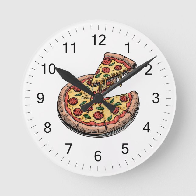 Italienische Pizzeria Pizza Küche oder Restaurant  Runde Wanduhr (Vorderseite)