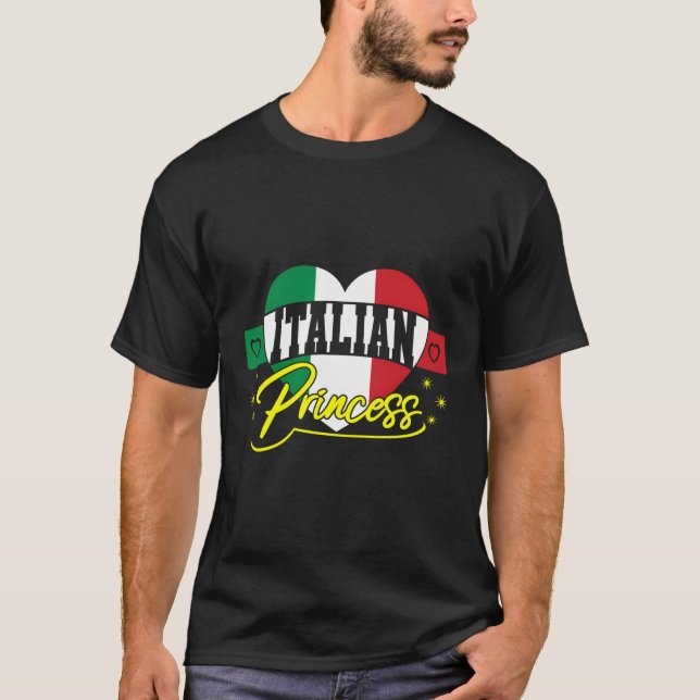 Italienische Prinzessin Italienische Flagge Herz T-Shirt (Vorderseite)