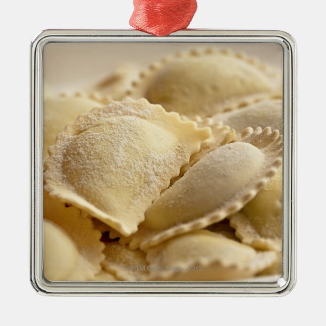 italienische Ravioli Silbernes Ornament (Vorne)