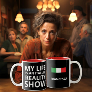 Italienische Reality Show: Funny Personalisiertes  Zweifarbige Tasse
