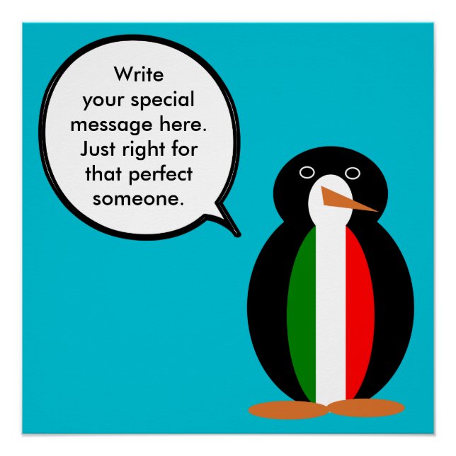 Italienische Rednerin Penguin Personalisiert Poster (Vorderseite)