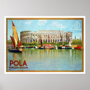 Italienische Reise des Vintagen Theaters Pola Pula Poster