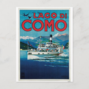 Italienische Reisewerbung für den Comer See im Vin Postkarte