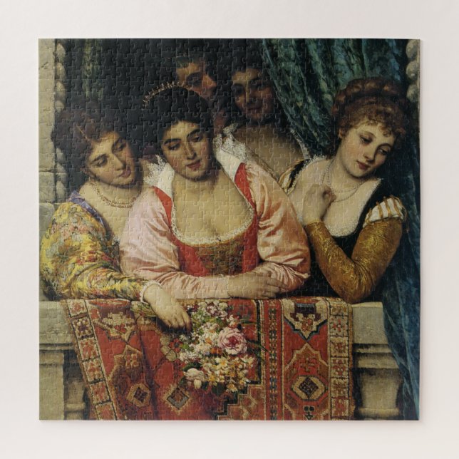 Italienische Renaissance-Damen auf einem Balkon Puzzle (Vertikal)