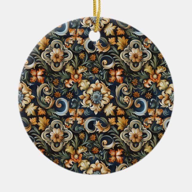 Italienische Renaissance in Blau Keramik Ornament (Vorne)