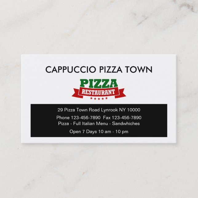 Italienische Restaurant-Pizza BusinessCards Visitenkarte (Vorderseite)