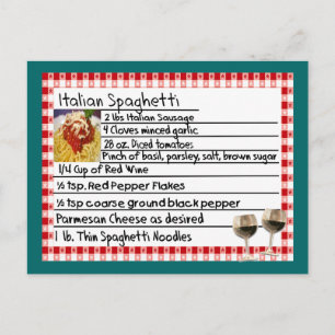 Italienische Rezept-Karte Geschenke "Spaghetti" Postkarte