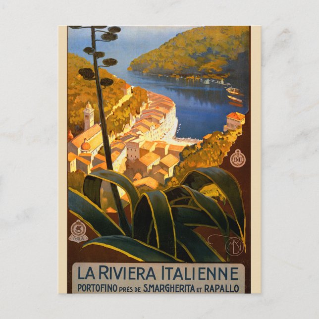 Italienische Riviera Europa Italien Reiseplakat Postkarte (Vorderseite)