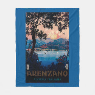 Italienische Riviera Reiseplakat Fleecedecke