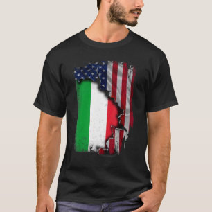 Italienische ROOTS Halbamerikanisches Flaggenpatri T-Shirt