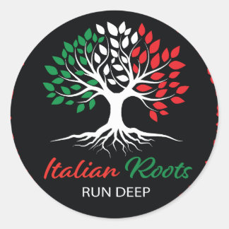 Italienische Roots Run deep Runder Aufkleber