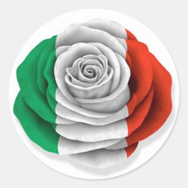 Italienische Rose - Weißflagge Runder Aufkleber (Vorderseite)
