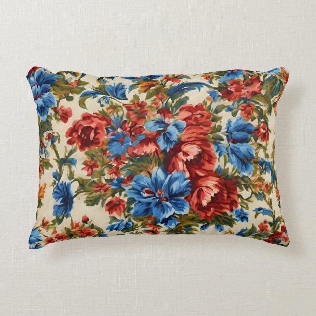 Italienische Rot- und Blautönen mit üppigen Blätte Dekokissen (Vorderseite)