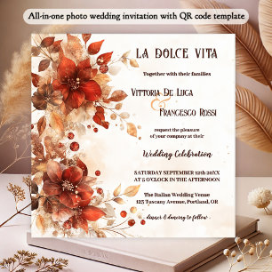 Italienische Rote Blume Hochzeit Einladung