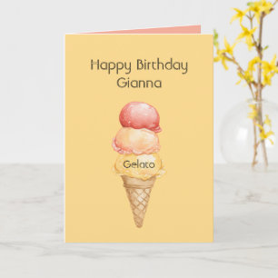 Italienische rote gelbe Gelato-Eiscreme-Kegel-Gebu Karte