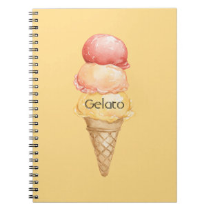 Italienische rote gelbe Gelato-Eiscreme-Waffel Notizblock