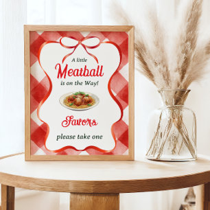 Italienische rote Gingham-Fleischbällchen-Pasta-Ba Poster