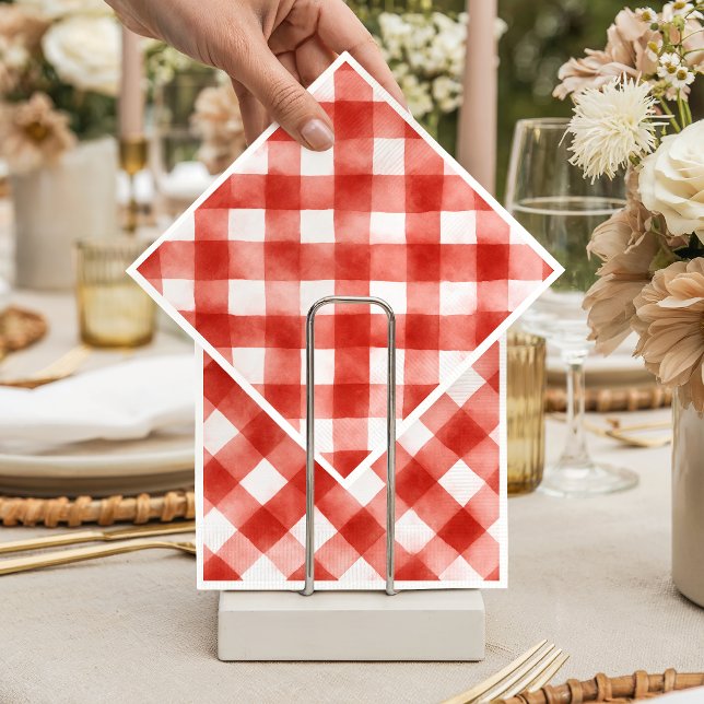 Italienische rote Gingham-Fleischbällchen-Pasta-Ba Serviette (Von Creator hochgeladen)
