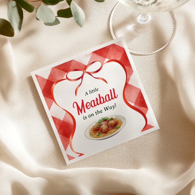 Italienische rote Gingham-Fleischbällchen-Pasta-Ba Serviette (Von Creator hochgeladen)