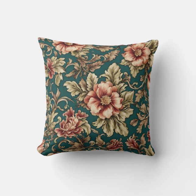 Italienische Rote Rosen und goldene Blätter Kissen (Vorderseite)