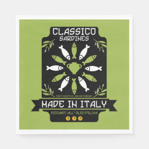 Italienische Sardinen-Kunstposter Küchengeschenk Serviette