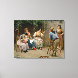 Italienische Seamress-Frauen und ein Junge, der Kl Leinwanddruck