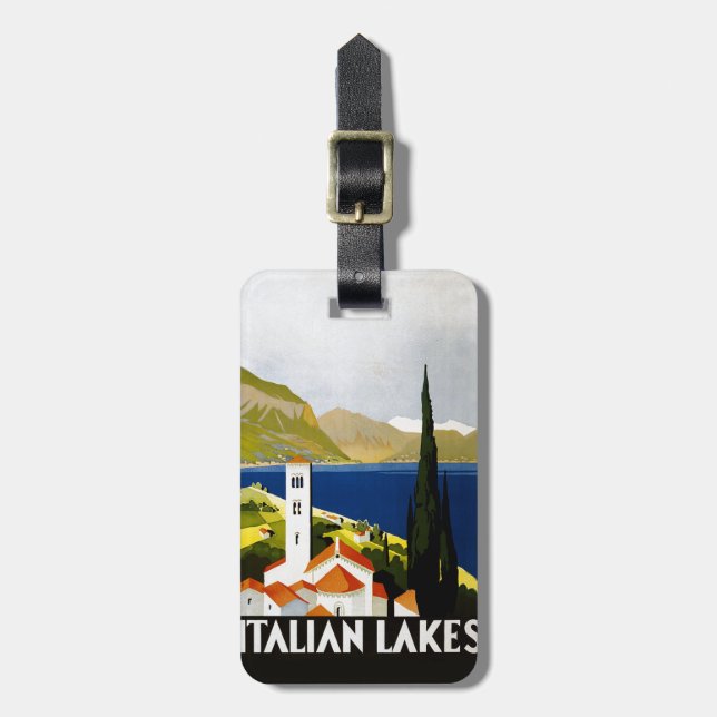 Italienische Seen Vintage Reisen Italien Gepäckanhänger (Vorderseite vertikal)