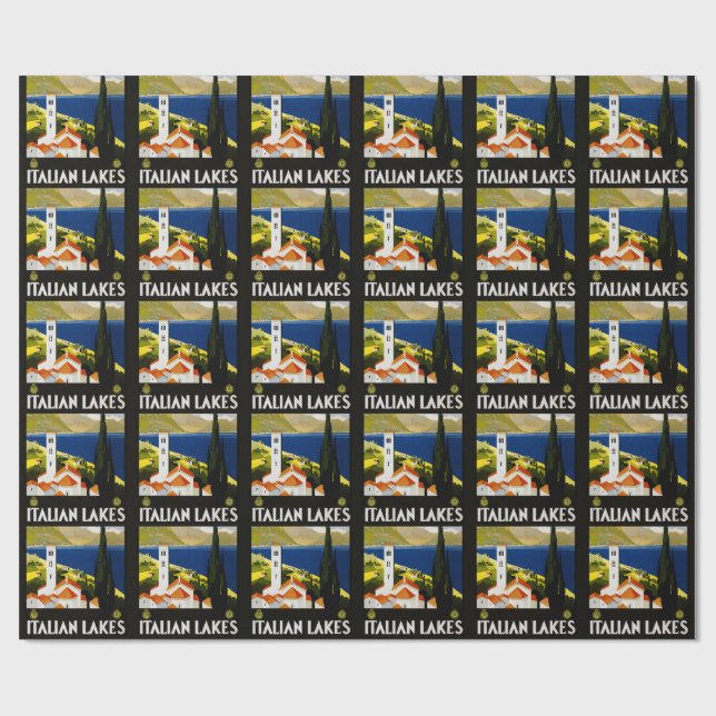 Italienische Seen Vintage Reisen Italien Geschenkpapier (Flach)