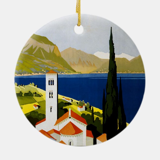 Italienische Seen Vintage Reisen Italien Keramik Ornament (Hinten)