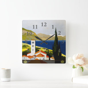 Italienische Seen Vintage Reisen Italien Quadratische Wanduhr