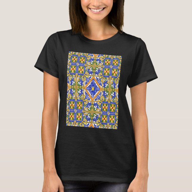 Italienische Sommerfliesen Mosaik majolica T-Shirt (Vorderseite)