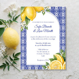 Italienische Sommerhochzeit Amalfi-Zitrone Blaue F Einladung