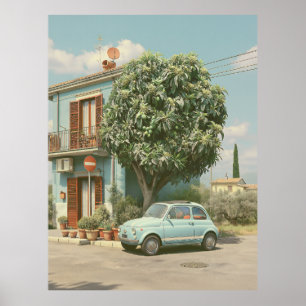 Italienische Sommerstraße im Vintage-Stil Poster