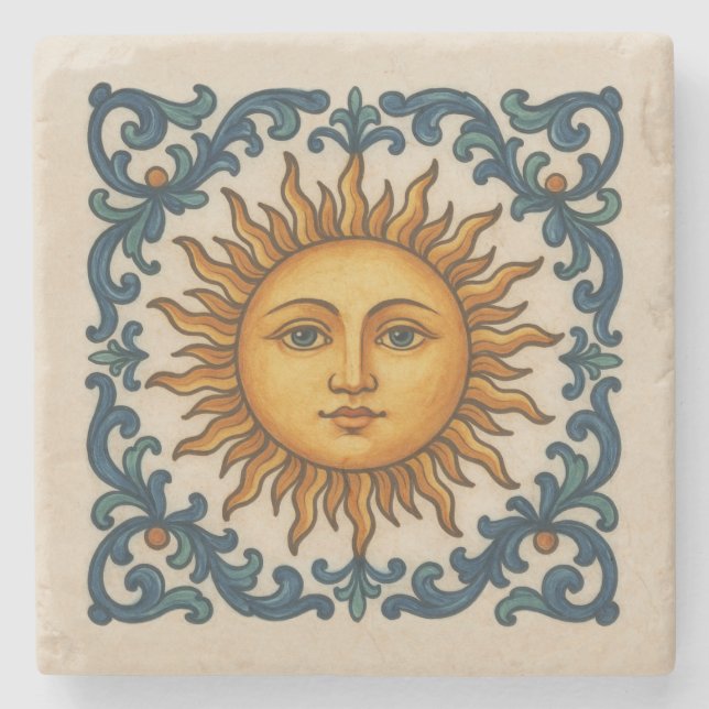 Italienische Sonne Steinuntersetzer (Vorderseite)