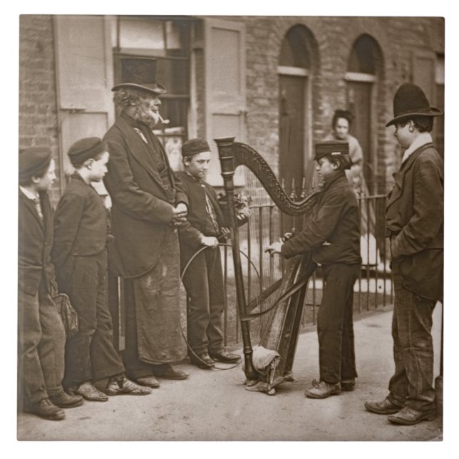 Italienische Straßen-Musiker, 'vom Straßen-Leben Fliese (Vorderseite)