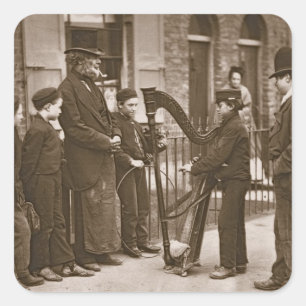 Italienische Straßen-Musiker, 'vom Straßen-Leben Quadratischer Aufkleber