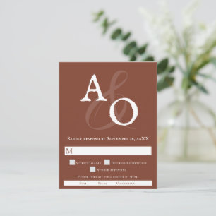Italienische Sunset Orange Minimalistisch Monogram RSVP Karte