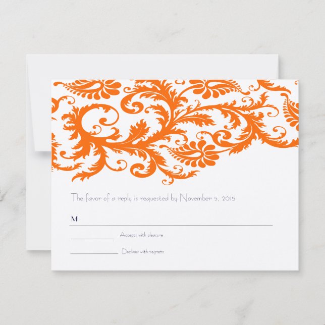 Italienische Sunset Terracotta Orange Damask UAWG RSVP Karte (Vorderseite)