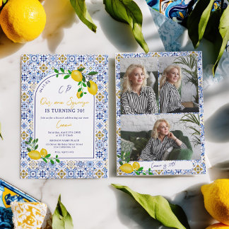 Italienische Tile Lemon Unsere Hauptpresse 70. Geb Einladung