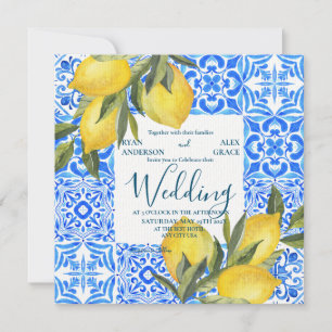 Italienische Tile Wasserfarbe mit Lemon Wedding Einladung