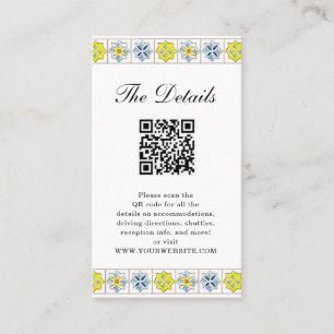 Italienische Tiles Hochzeitskarte mit QR-Code Platzkarte