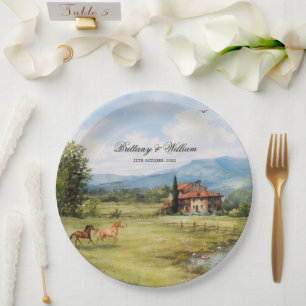 Italienische Toskana-Landschaft Hochzeit Pappteller