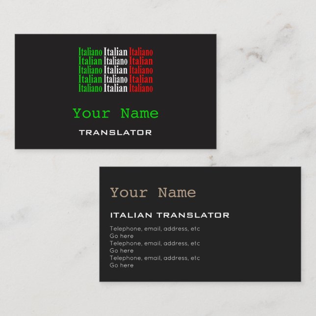 Italienische Übersetzer-oder Visitenkarte (Vorne/Hinten)
