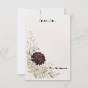 Italienische Villa Black Knight Scabiosa Hochzeits Dankeskarte