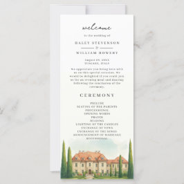 Italienische Villa Watercolor Hochzeitsprogramm To