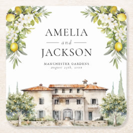 Italienische Villen Lemons & Olives Rechteckiger Pappuntersetzer